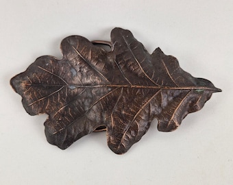 Vintage 1974 Bergamot Brass Works Oak Leaf Belt Buckle D-108 Copper Finish