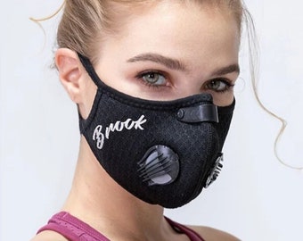 Personalized athletic face mask for adults Custom Face Mask with filter and vents Breathable outdoor mask with nose wire Reusable sport mask