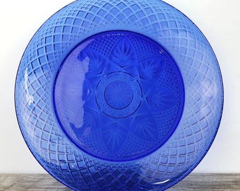 Vintage Cristal D'Arques-Durand Antique Sapphire Blue Salad Plate 8" from France