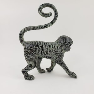 Vintage Decorative Metal 10&quot; Standing Monkey Figurine with a Curled Tail