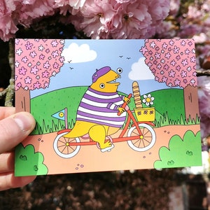 Cute Springtime Dinosaur Postcard A6 size. image 2