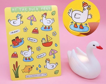 Cute Ducks Sticker Sheet | 'Rainy Day ducks'