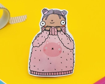 Cute, Cosy, Girl Sticker in Fluffy Pink Jumper <3