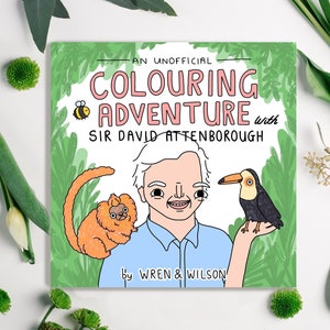 SECONDS SALE Attenborough Colouring Book with Recycled Pages Unofficial Sir David Attenborough Adult Activity Book image 1