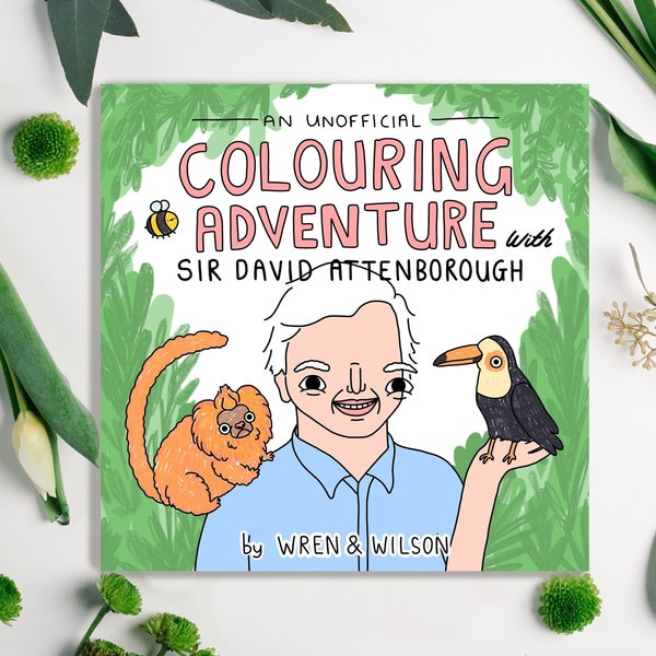 SECONDS SALE Attenborough Colouring Book with Recycled Pages | Unofficial Sir David Attenborough Adult Activity Book
