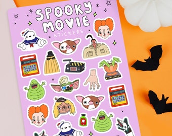 Spooky Movie Sticker Sheet | A5 size | Kiss Cut Halloween Paper Stickers