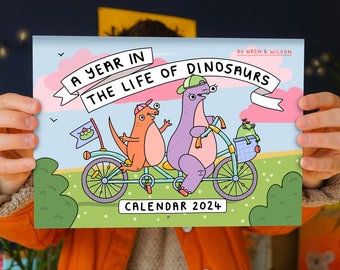 2024 Dinosaur Wall Calendar - A Year in the Life of Dinosaurs  | Colourful, Wholesome, Monthly Calendar/Planner.