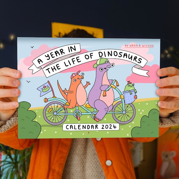 2024 Dinosaur Wall Calendar - A Year in the Life of Dinosaurs  | Colourful, Wholesome, Monthly Calendar/Planner.