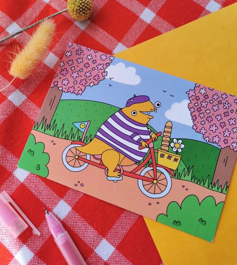 Cute Springtime Dinosaur Postcard A6 size. image 7