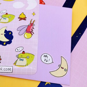 Cute Toad Writing Paper Set With Stickers and Lilac Envelopes 'Toad Boy on Moon River' image 9