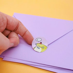Cute Toad Writing Paper Set With Stickers and Lilac Envelopes 'Toad Boy on Moon River' image 6