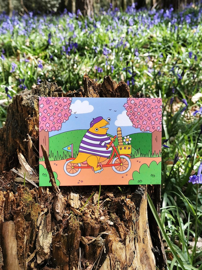 Cute Springtime Dinosaur Postcard A6 size. image 6