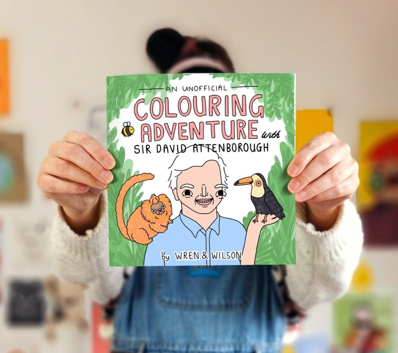 SECONDS SALE Attenborough Colouring Book with Recycled Pages Unofficial Sir David Attenborough Adult Activity Book image 5