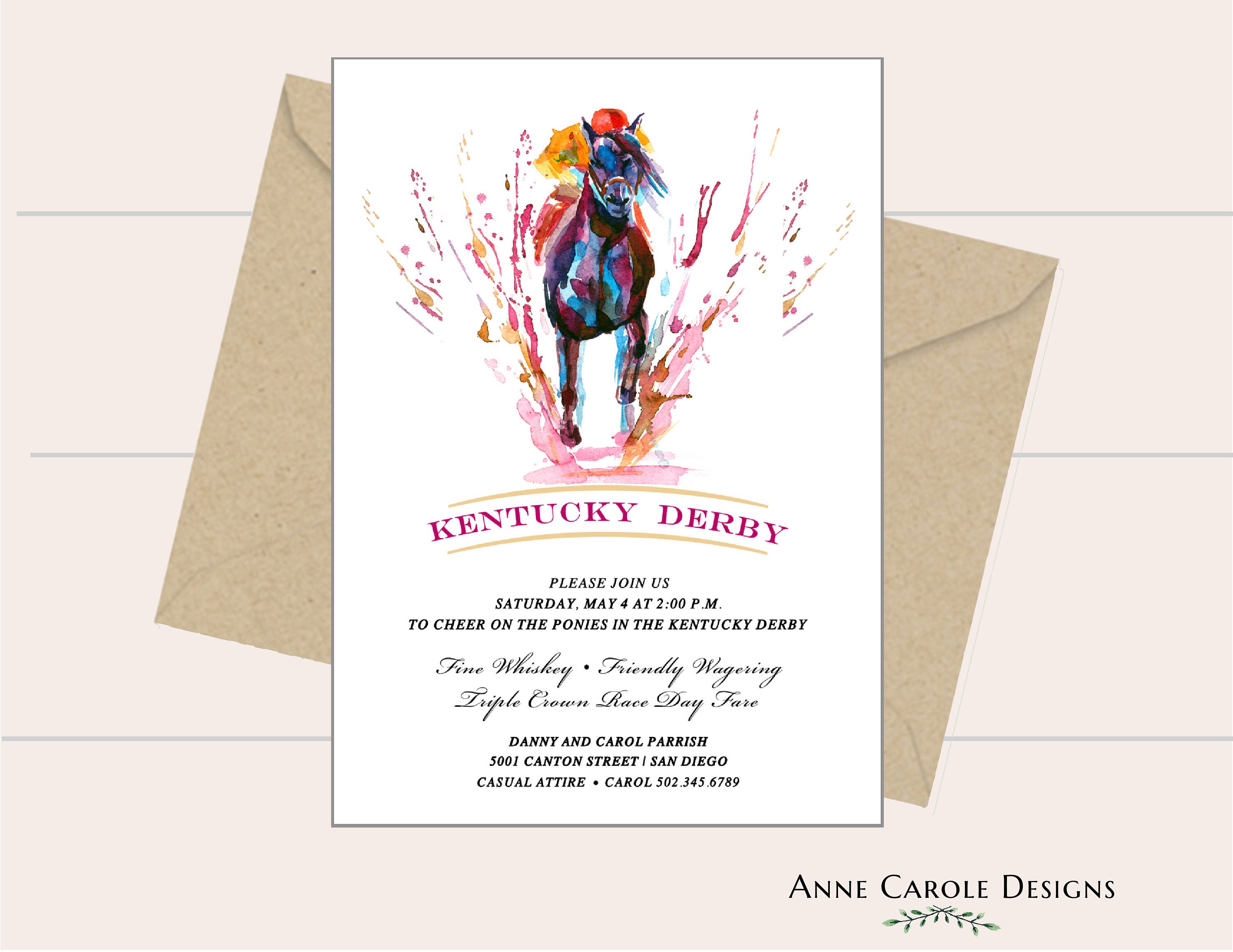 Kentucky Derby Party Invitation Run for the Roses Etsy