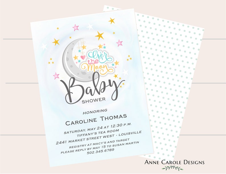 Baby Shower Invitation Over The Moon Baby Shower Invitation Etsy Baby Shower Invitation Over The Moon Baby Shower Invitation Etsy