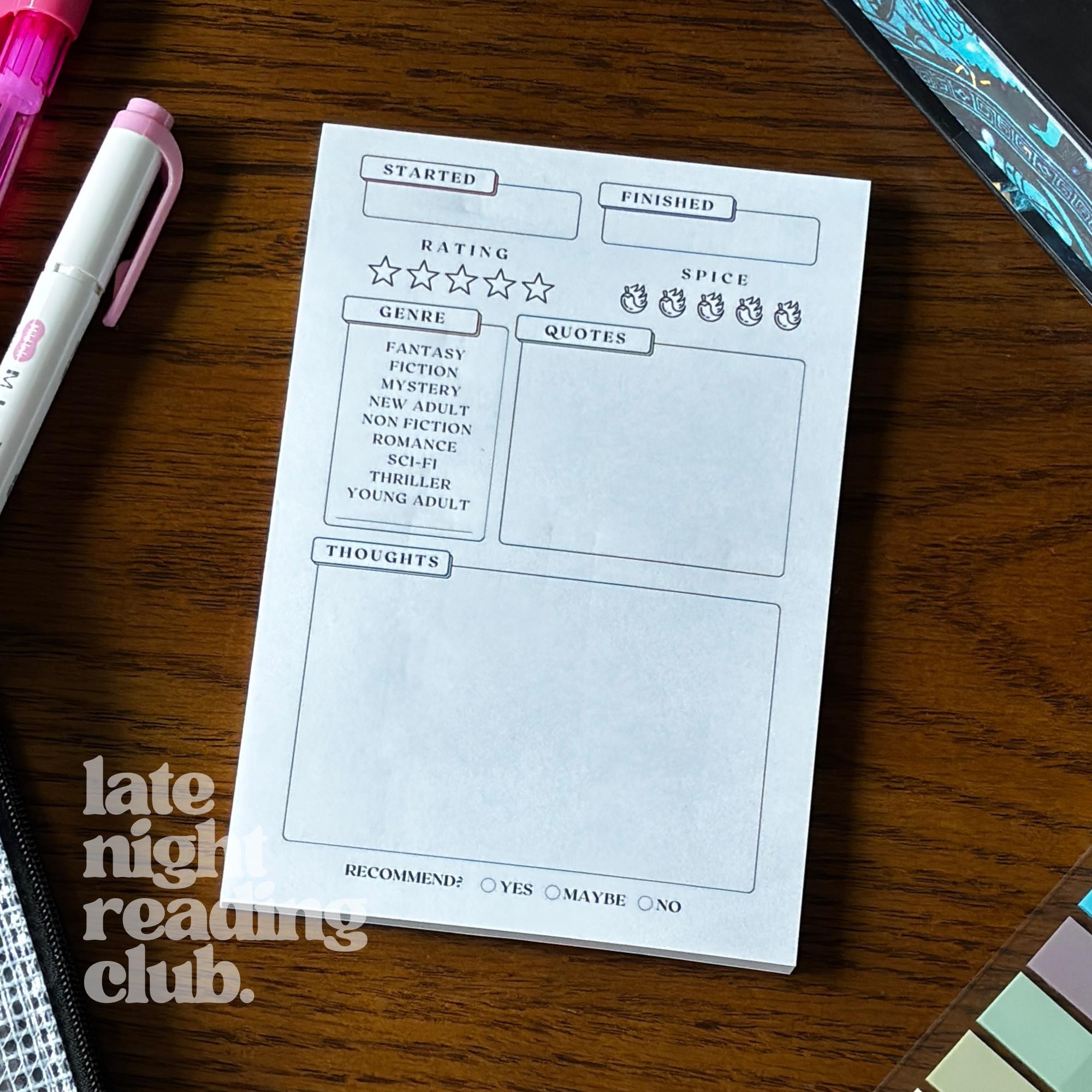 Reader's Notes Sticky Pad || Cute Bookish Notepad, Book Review, Post It ...