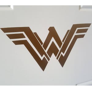 Diana Prince of Themyscira Logo Gold Metallic + BONUS Mini Sticker, Car, Truck, Auto, Cubicle, Tablet, Locker Decal Sticker