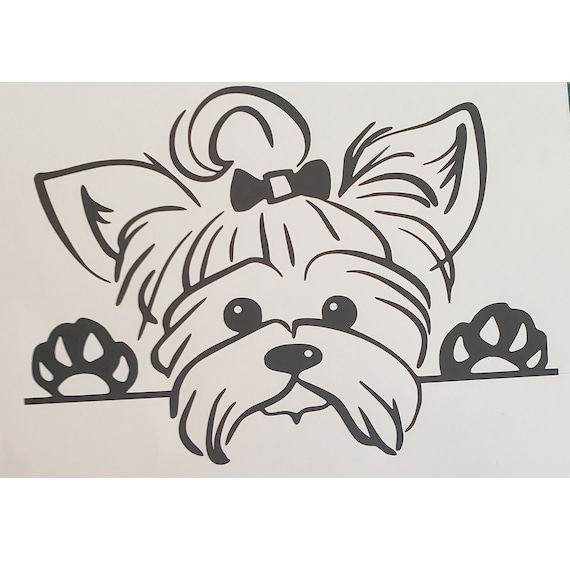 Peeking Terrier Sticker Decal |Yorkie, Morkie, Norfolk, Skye, Silky | Stick on Car, Truck, SUV, Van, Mirror, Wall, Stick above Lightswitch!