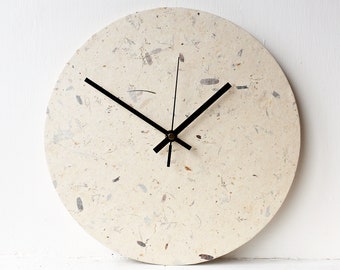 Reloj de pared de papel Mulberry – Decoración rústica minimalista – Reloj color crema de 30 cm – Regalo de aniversario