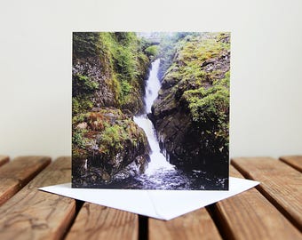 Aira Force Greeting Card  - Waterfall - Blank Card - Lake District Greeting Card - Square Card - Photo Greeting Card