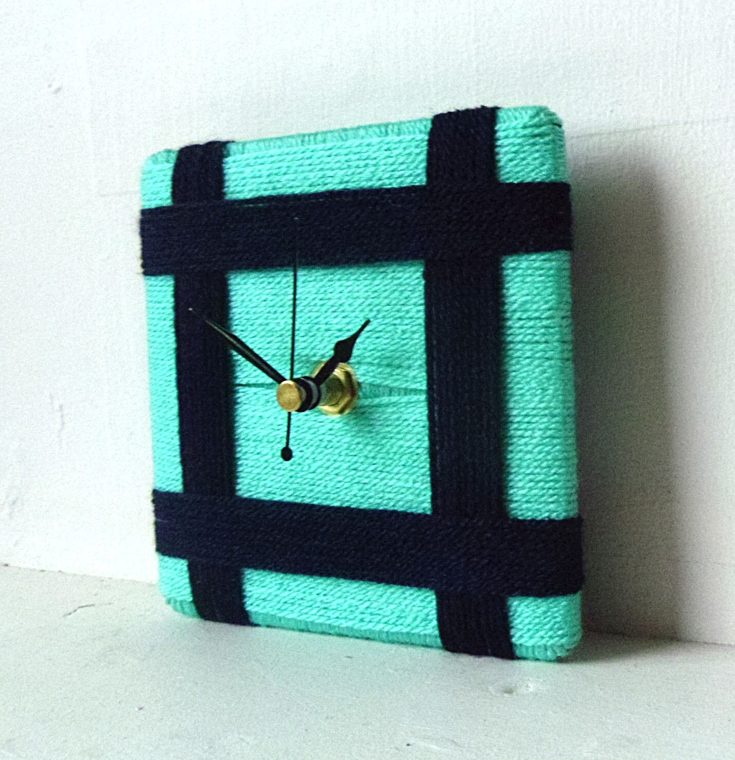 Turquoise Desk Clock Small Wall Clock Turquoise and Navy Etsy UK