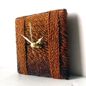 Brown Desk Clock Square Desk Clock Wool Clock Marbled Wool Autumn Colours image 5