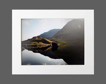 Levers Water Photo Print - Reflections - Lake District Print - Mounted Print - Landscape Photography - 8 x 6