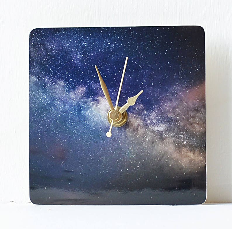 Galaxy Desk Clock Decoupage Photo Clock Space Clock - Etsy UK