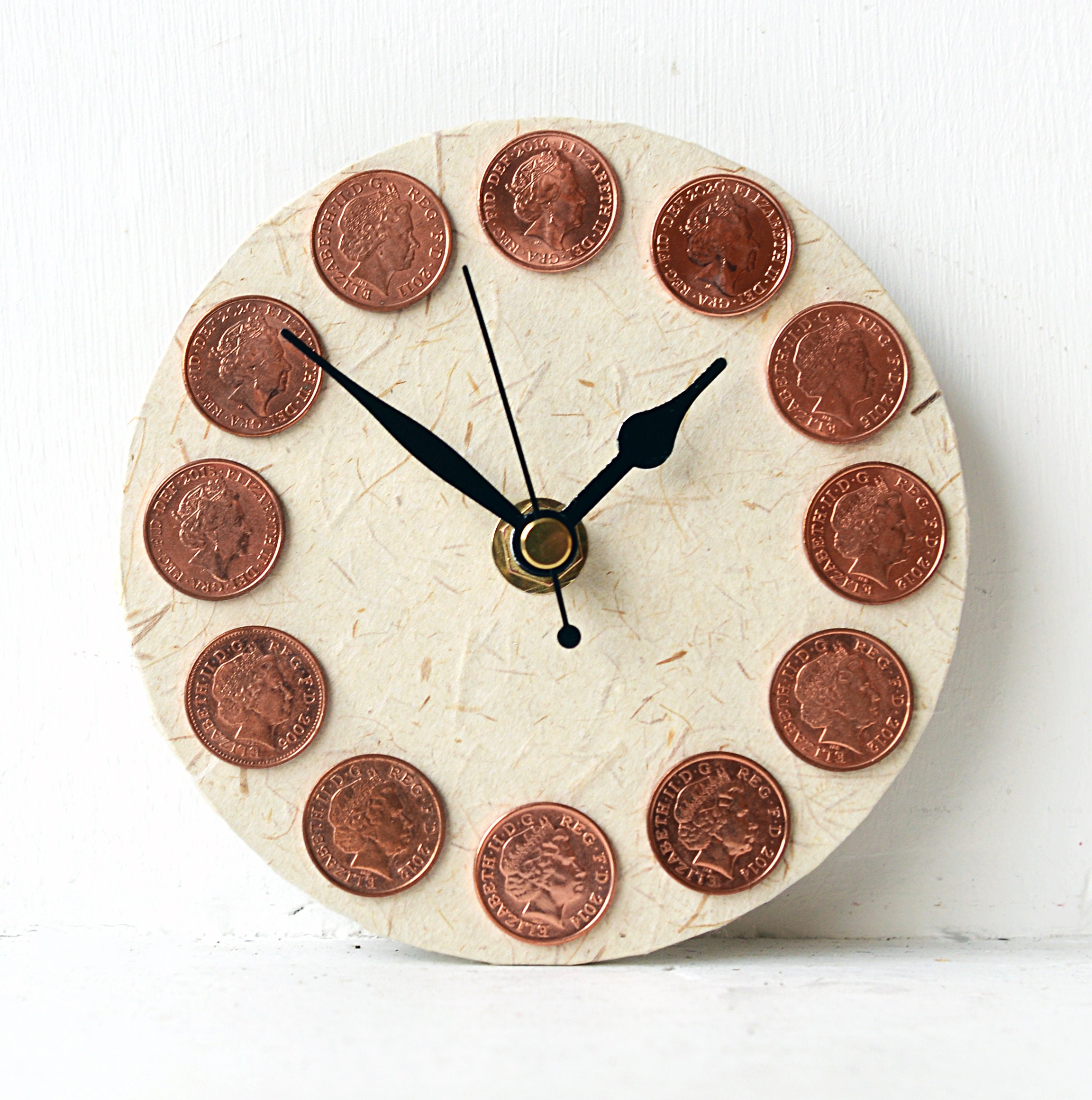 Penny Desk Clock - 1p Coins - British Pence Clock - Pennies - Copper ...