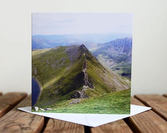 Striding Edge Greeting Card - Helvellyn - Blank Card - Fell Walking - Lake District Photo Greeting Card - Square Card