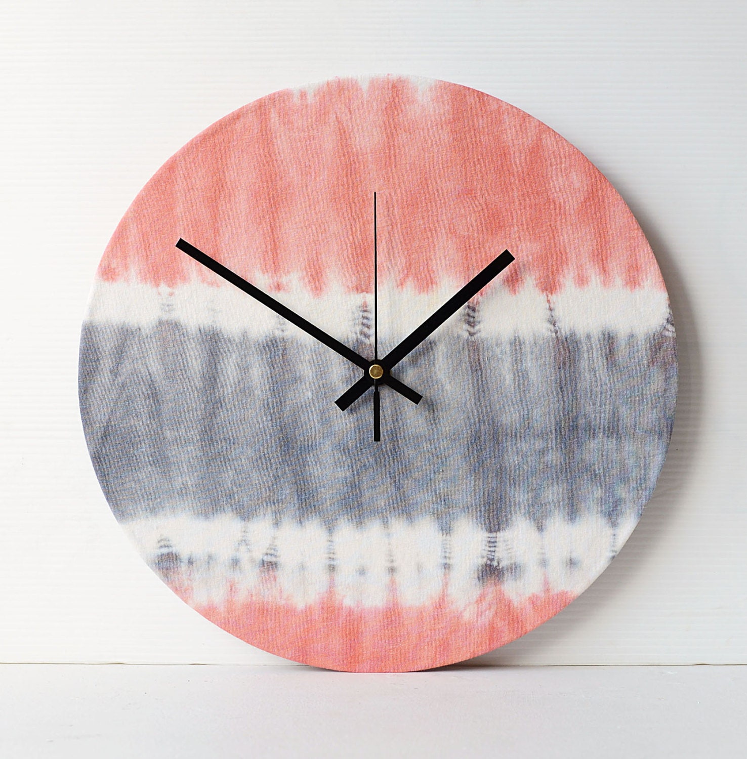 Pink Wall Clock Decoupage Fabric Wall Clock Pink Grey and Etsy UK