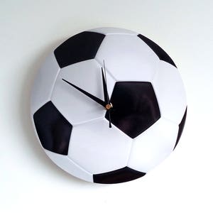 Football Wall Clock - Soccer Wall Clock - Decoupage Photo Clock - Black and White Clock - Sport Clock