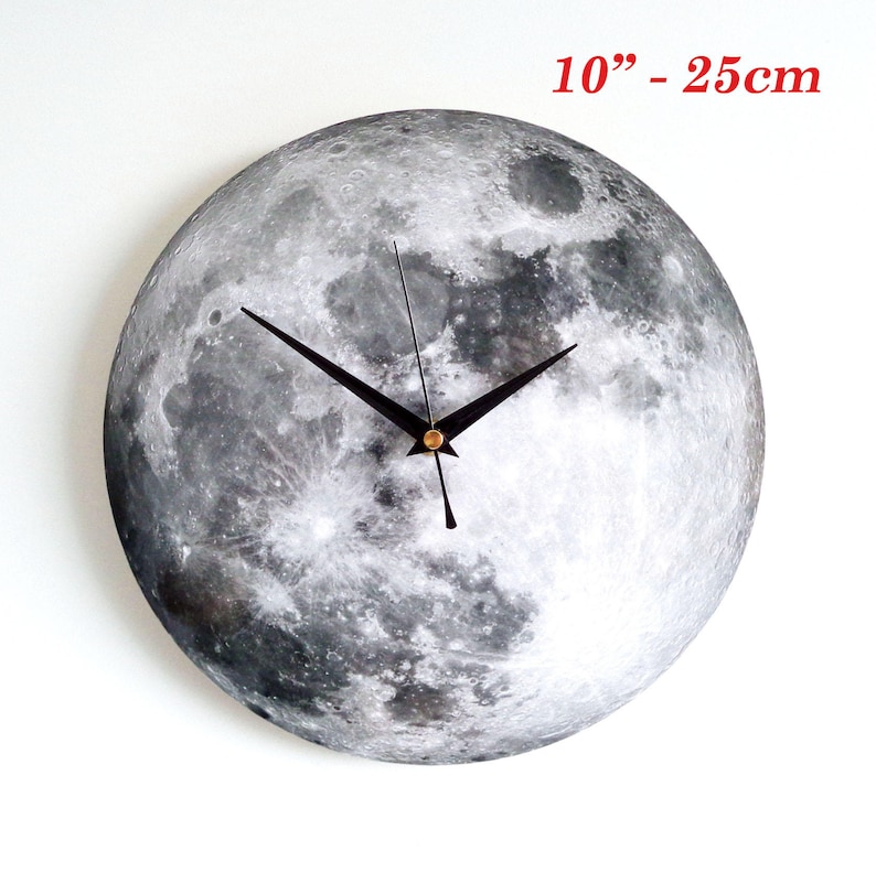Moon Wall Clock Decoupage Photo Clock Space Clock Black image 4