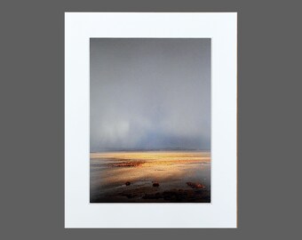 Morecambe Bay Photo Print - Light Contrasts - Sunburst - Stormy Sky Mounted Print - Landscape Photography - 8 x 6