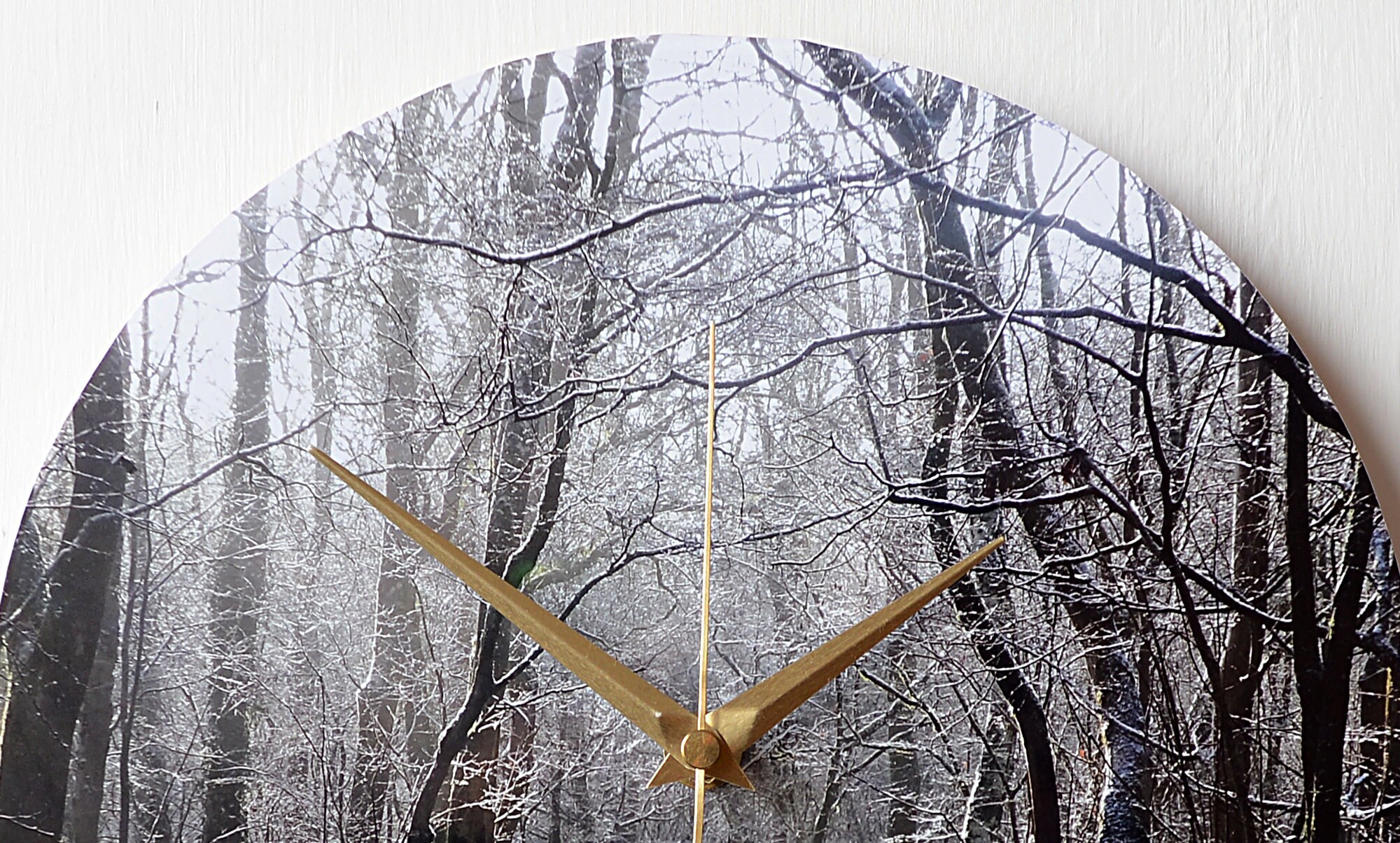 Woodland Clock Photo Wall Clock Winter Frost Clock Black Etsy