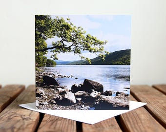 Coniston Water Greeting Card  - Lake Shore - Blank Card - Lake District Greeting Card - Square Card