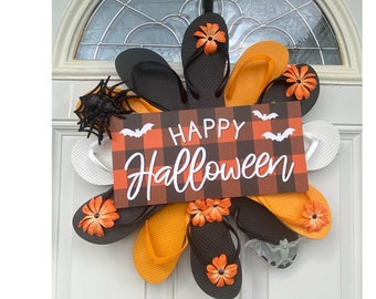 Happy Halloween Sign, Halloween Outdoor and Lawn Decor, Fall Wreaths for Front Door, Fall Porch Decor, Halloween Wreaths, Gifts, Fall Wreath