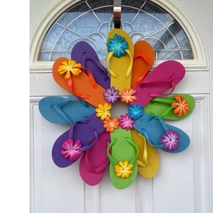 Frühling Veranda Dekor, Wand-Dekor, Outdoor-Kranz, Wohnkultur Kränze, Strand-Haus-Haus-Haus-Haus-Tür-Dekor, großer Kranz, Flip-Flop-Kranz, Wandkunst