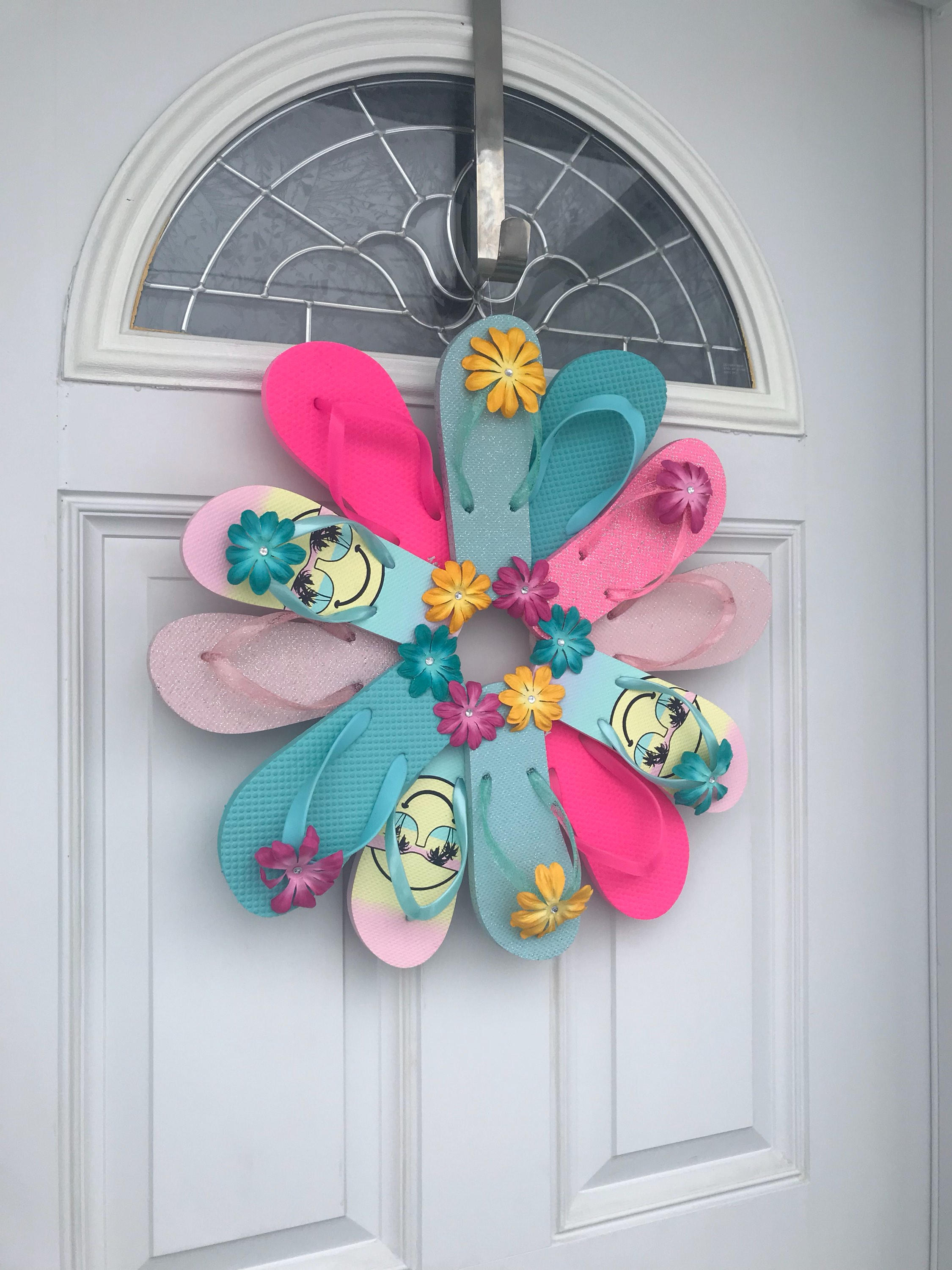 Spring Flip Flop Front Door Wreath Summer Beach Decor Wall | Etsy