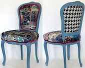 French Boho Chair Louis XV Blue