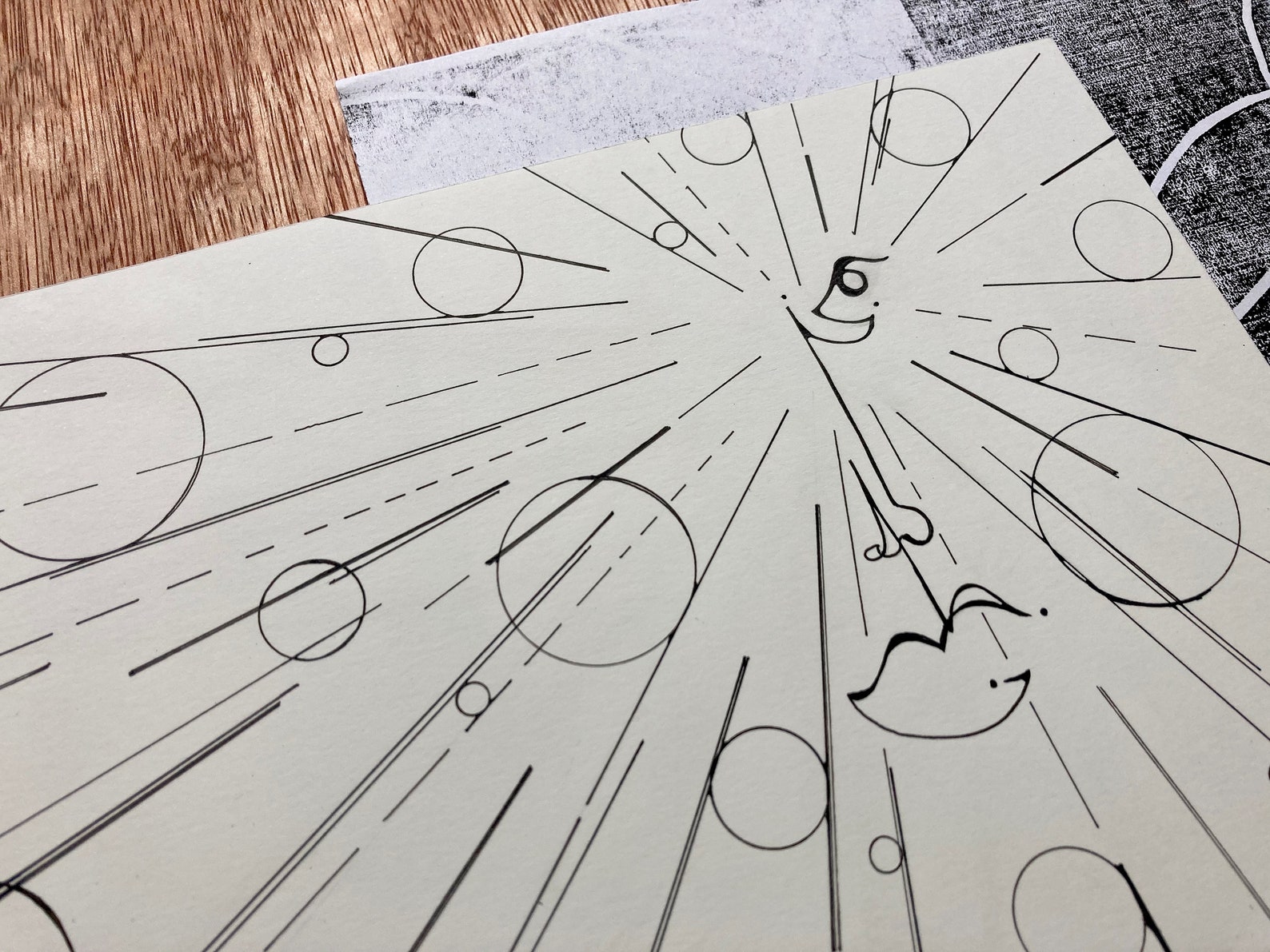 Abstract line drawing Original Hand drawn Geometric | Etsy