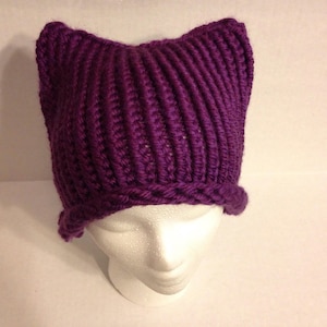Knitted cat ear beanie, Kitty Hat, Womens Gift, Gift For Her, Costume Hat, Cat Hat, Black Cat, Winter Hat, Black Cat Beanie, Womens Hat