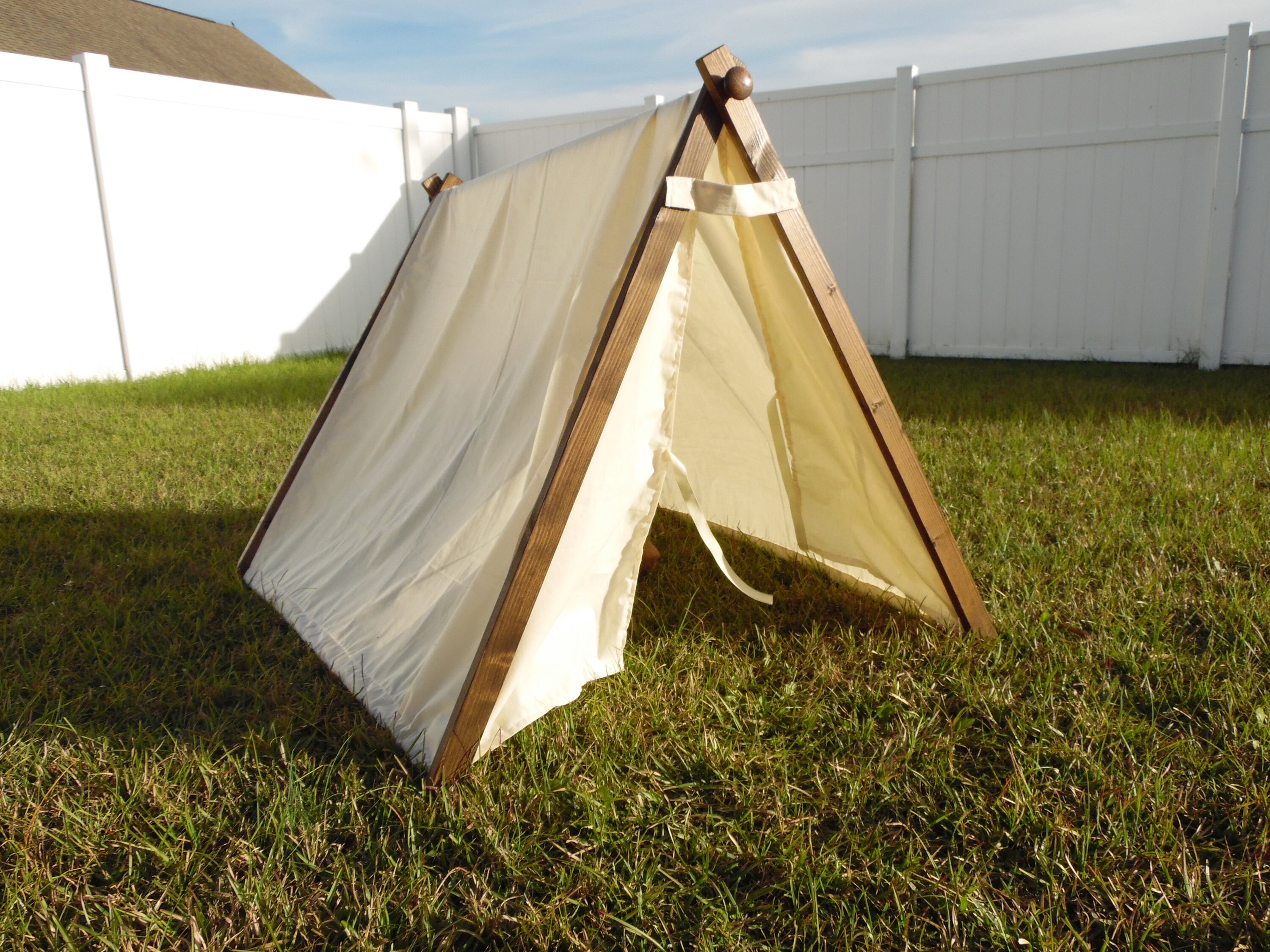 Fold Flat SOLID Color Tent with Flaps and Stained Sticks Etsy
