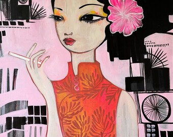恋する花婿 — インスピレーションあふれる肖像画 ピンク・ファム ジクレー版画