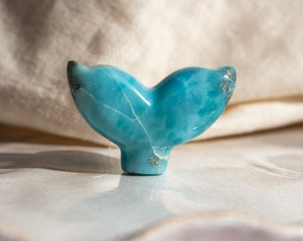Larimar Crystal Whale Tail Carving