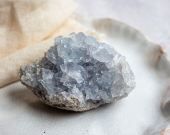 Raw Celestite Crystal Cluster, 70mm