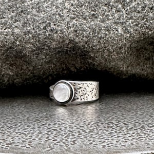 Size 5 Asymmetrical White Moonstone Sterling Silver Ring
