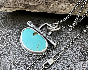 Turquoise Sterling Silver Driftwood Inspired Pendant