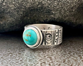 Natural Royston Turquoise Sterling Silver Ring Size 7