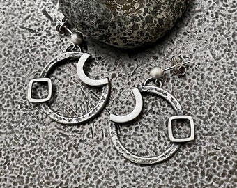 Distressed Sterling Silver Circle Hoops